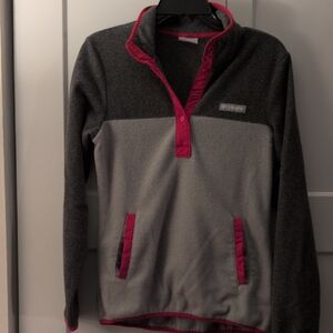 Columbia Gray/Pink Fleece Jacket/ Shirt with Logo
